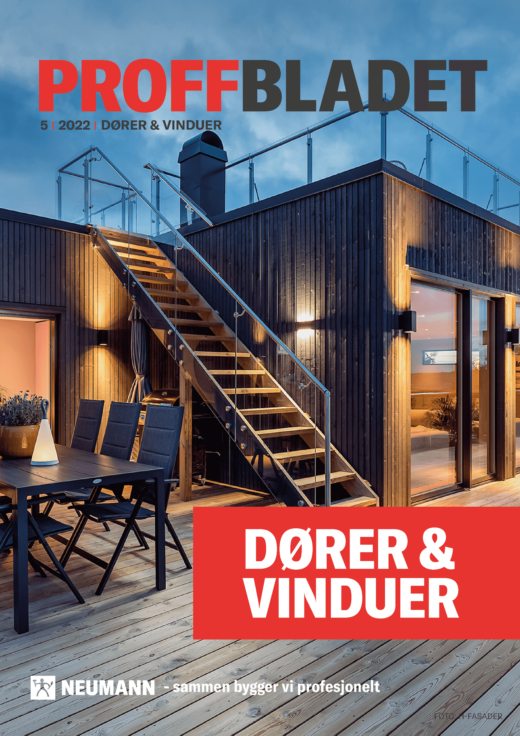 Veranda funkishus takterrasse solnedgang Neumann Bygg